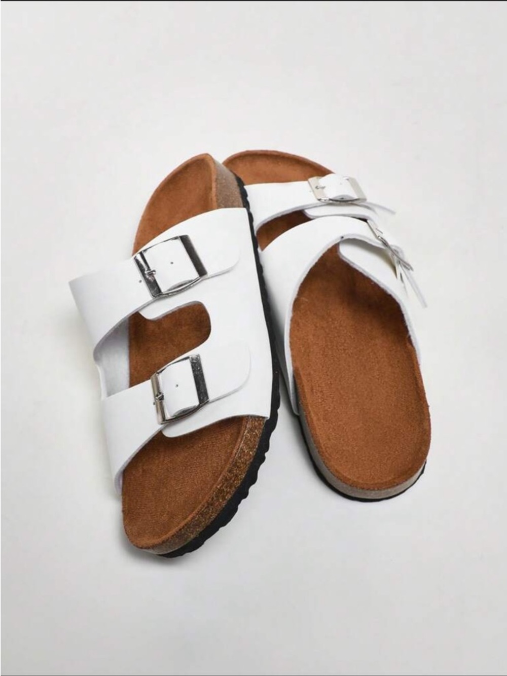 White Buckle Slides